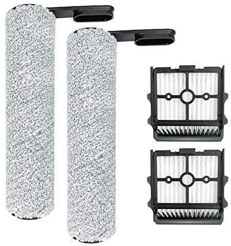 Fictezlove Ricambi per Tineco Floor One S5 Combo Aspirapolvere Lavapavimenti Cordless Senza Fili, 2 Filtri di Ricambio, 2 Spazzole a Rullo, Accessori per Aspirapolvere a Umido e a Secco Tineco