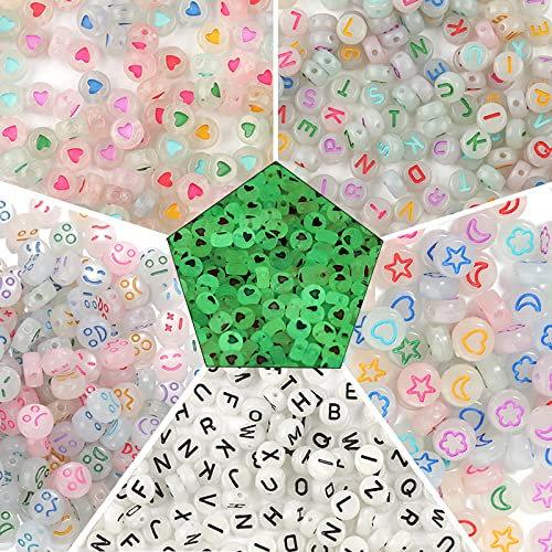 500 Stück Bunte Smiley Perlen Buchstaben Smiley Bunte Alphabet Perlen Lächeln Perlen Zum Auffädeln Smiley Perlen Für Diy Schmuck Herstellung Armbänder Halsketten Handy-anhängern Schlüsselanhänger