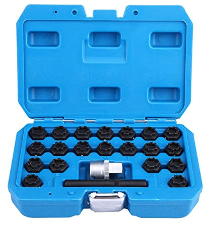 22 Pcs Wheel Locking Key Set Alloy Steel Anti Theft Screw Sleeve Locking Wheel Nut Key Socket Set Anti Theft Screw Sleeve Removal Key Socket Set