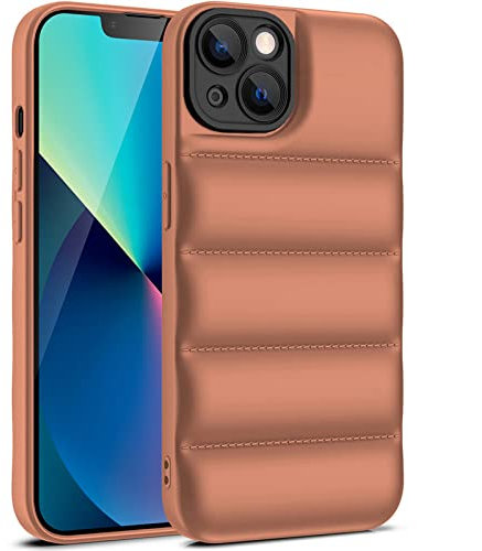 GINASH Luxus-Daunenjacken-Telefonhülle für iPhone 14 13 Mini 12 11 Pro XS Max X XR 7 8 Plus Die Puffer-Hülle aus weichem Silikon, stoßfest, B, Khaki, für iPhone 13