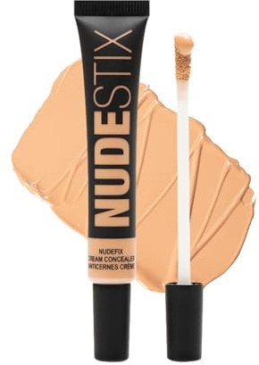 Nudestix NudeFix Cream Concealer, Lightweight Liquid, Natural Finish Makeup, Hydrating, Brightening, Under Eye Dark Circle Corrector, Reduces Redness and Blemishes, Shade: Nude 4.5, 0.34 fl oz (10 ml)