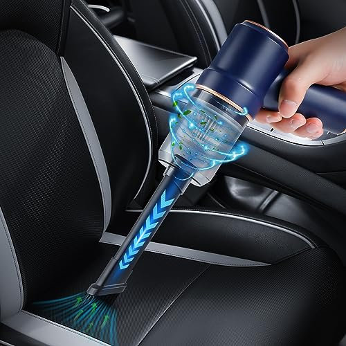 Comius Sharp Aspirapolvere Auto, Aspirapolvere Senza Fili Auto, 120w 7.4v Led Potente Purificatore D'Aria Elettrico 3 In 1 Con Spazzola Di Pulizia Per Computer Portatili, Auto, Ufficio (Blu)