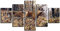 5 Stück Leinwand Wandkunst Hd Leinwanddrucke - Hirsch Tier Waldlandschaft - Druck Auf Leinwand Moderne Schlafzimmer Wohnzimmer Haus Dekoration Wandkunst - Mit Rahmen 150 X 100 Cm