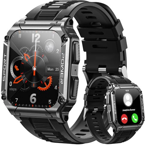 Hohosb Sport Smart Watch for Men Women Answer/Make Calls, Fitness Tracker 1.95 Touch Screen Heart Rate Sleep Monitor,IP68 Waterproof Fitness Smartwatches Compatible with Android IOS-Black