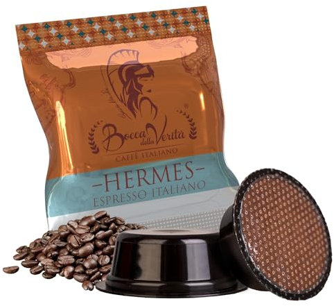 BOCCA DELLA VERITA - Caja de 60 Cápsulas de Café Italiano Sabor HERMES Espresso Italiano, Cápsulas Compatibles con Cafetera Lavazza® A Modo Mio, 100% Made in Italy