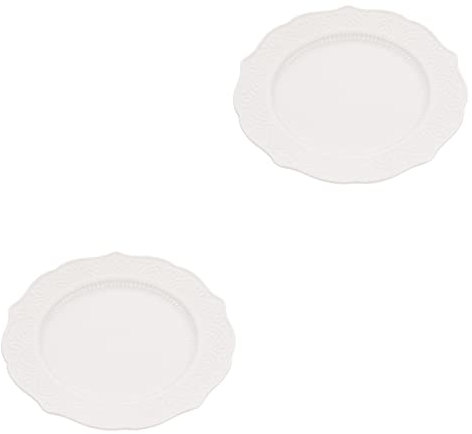 HOMSFOU 2 Stück Keramik Geprägter Speiseteller Weihnachtsteller Sushi-Abendessen Dessertteller Nudelteller Weihnachtsteller Keramik Weiße Platte Abendessen Party Obst