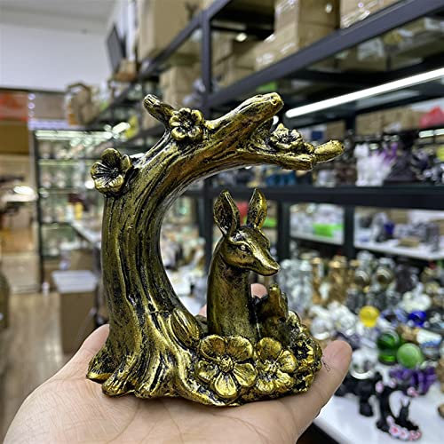 GAJUST 1pc Sika Deer Statue Under Plum Tree Resin Crafts Home Decoration Ornaments Crystal Ball Base Sphere Display Stand Photography Props (Color : White)