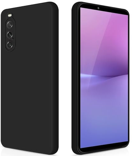 GiiYoon Case Compatible with Sony Xperia 10 V, Silky-Soft Touch Full-Body Protective Phone Silicone Case, Shockproof Cover with Microfiber Lining, Black
