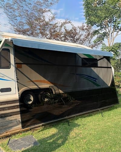 Ezcasch Sonnenschutz für Markise Wohnmobil, 75% View Blocker Markisen, Vorderwand Markise Sichtschutz für Campingwagen,Wohnmobil,Wohnwagen(Höhe 2m x Breite 3.3m)