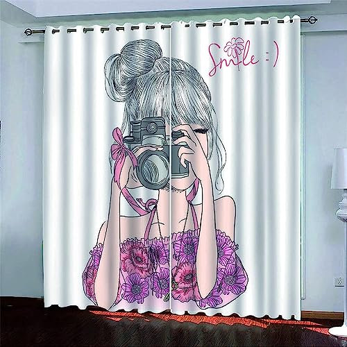 3D Cartoon-Mädchen Vorhang Mit Ösen 2 X 70 X 160 Cm Mikrofaser Gardinen Blickdicht Verdunkelungs Scheibengardinen 2 Stücke Für Wohnzimmer Schlafzimmer Kinderzimmer Jugendzimmer -9A0U0B5Y4A4R5T5U3W1V1K