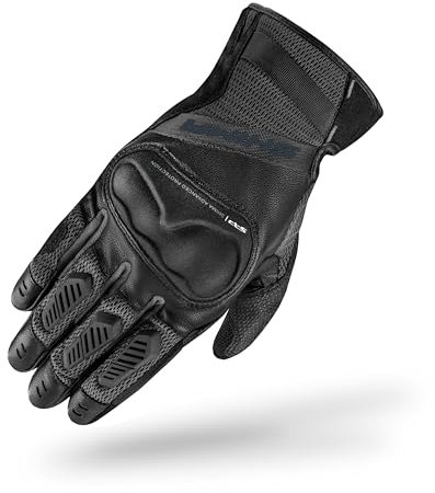 SHIMA HERO GLV Motorrad Handschuhe Herren Leder Kurze Sommer Motorradhandschuhe Schutz Touchscreen Stadt Lederhandschuhe Motorcycle Belüftet Verstärkt Perforiertes Leicht (Herren, Schwarz, S)