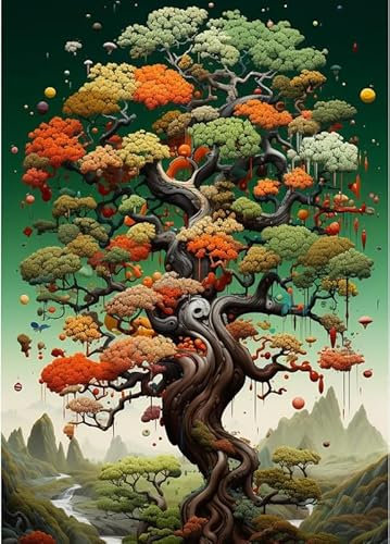 Albero della Vita Colorato - Puzzle in Legno da 1500 Pezzi - Idea Regalo Difficile e Impegnativa