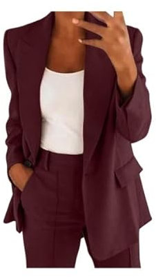 2024 wann Hosenanzug Damen Elegant Business Anzug Set 2-teilig Slim fit Blazer Hose Outfit Mode Revers Longblazer Lang Hosen Casual Sportlich Freizeitanzug Tracksuit