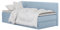 mybed. Boxspringbett Einzelbett Mitto Conti Solo Jugendbett Kinderbett Polsterbett mit Bettkasten Blau 100x200 Bonnell-Matratze H2 und Topper Bettgestell