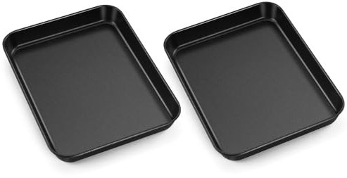 Joyfair Backblech, 2 Stück Antihaft Klein Ofenblech Kuchenblech Set, Kohlenstoffstahl Rechteckig Backofen Backofenblech für Backen Kochen Servieren, 23,8x17,7x2,5cm, Rostbeständig & Leicht zu Reinigen