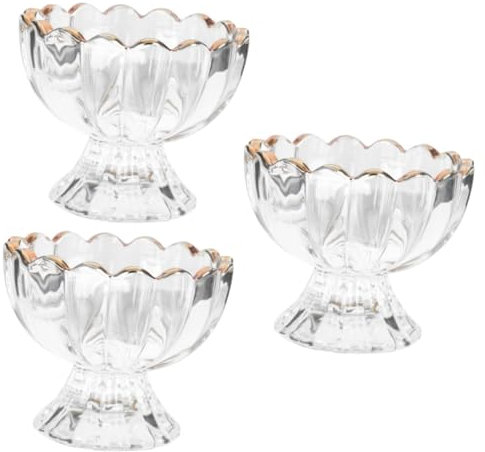 PRETYZOOM 3 Pièces verre bordé d'or verre shooter verres à shot tasse de pudding clair tasses à mousse Coupes à pudding chope à Biere coupe à dessert en verre tasses en verre un verre