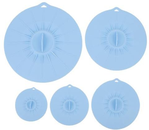 Silicone Lid Set, 5 Pieces, Silicone Suction Lids Reusable Heat Resistant Cover, Microwave Cover, Heat Resistant Food Suction Lids for Bowls