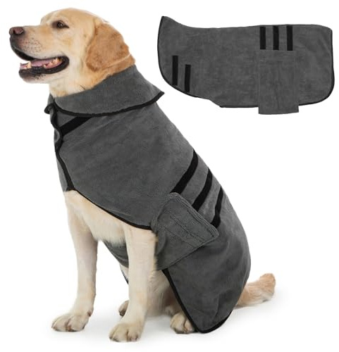 Cyponpy Hundebademantel Microfaser Schnelltrocknendes Handtuch Hund Extra Saugfähig Bademantel Hund Frottee für Kleine Mittlere Große Hunde Warm Hundemantel mit Klettverschluss Winter Hundebekleidung