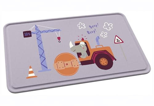 Koziol CONNECT BOARD TRUCKS Frühstücksbrettchen | für Kinder ab 6 Monate | originelles Motiv, bruchfest, pflegeleicht | biozirkulärer Kunststoff spülmaschinengeeignet melaminfrei (organic purple grey)