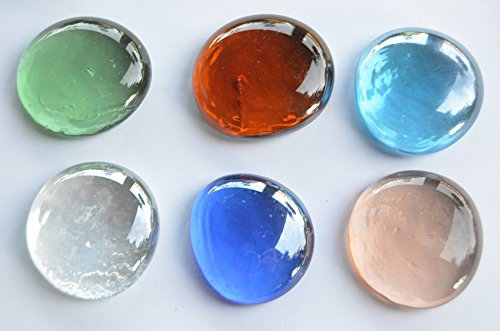 Bazare Masud 6 St. Glasnuggets ca. Größe 26-33 mm transparent Muggelsteine ca. 60g. Manche irisierend (bunt)