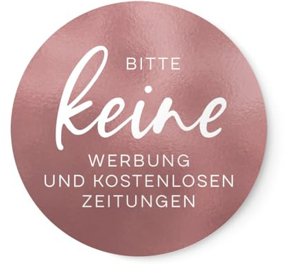 NORDEULE Aufkleber Bitte keine Werbung & keine Zeitungen Rose Ø 6 cm | 2er Set, Schwarz, Wetterfest UV-beständig, Runde stilvolle Sticker, Für größere Briefkästen Postfächer