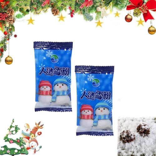 Sofortiges Schneepulver,Fluffiger Kunstschnee,Künstliches Schneepulver,Künstliches Flauschiges Schneepulver,Dekoschnee Simulation Schnee für Winter Weihnachten Party Weihnachtsdeko,20gx2 Stück