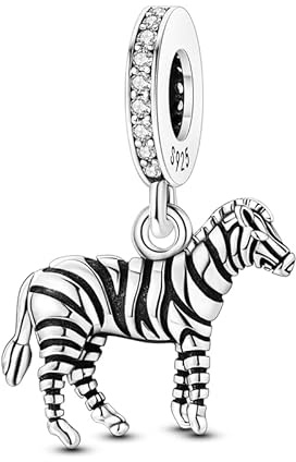 Teleye Zebra-Anhänger Charm, Perlenarmband Charm, Fit für 3mm-4,5mm Armbänder
