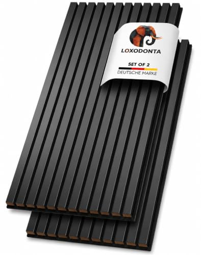 Akustikpaneele Holz, 2er Set, 120 x 60 cm, 1,44 m², Farbe: Schwarz