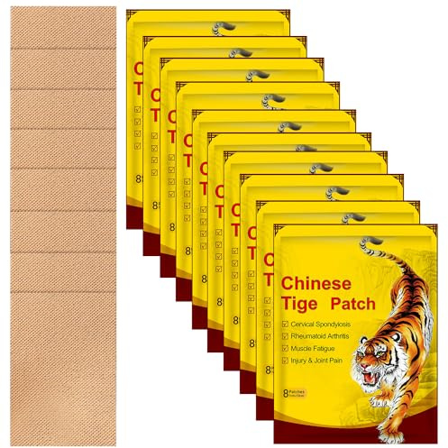 Rppiup Schmerzlinderung Patch, 80 Stück Chinesisch Tiger Relief Patch, Nacken Schulter Taille Rückenschmerzen Relief Patch, Pflaster für Muskelkater, Schmerzlinderung für Muskeln und Gelenke