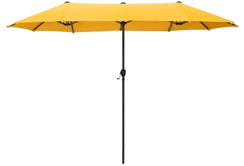 PHI VILLA Parasol de Jardin Extérieur,2x3,8m Parasol Double Face Rectangulaire avec Manivelle,Protection Solaire pour Terrasse, Résistant à l'Eau,Anti au vent