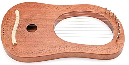 Hölzerne Harfe, 10 Saiten, tragbare kleine Leier mit langlebiger Saite und tragbarem Stimmschlüssel, Musikinstrument Geschenk