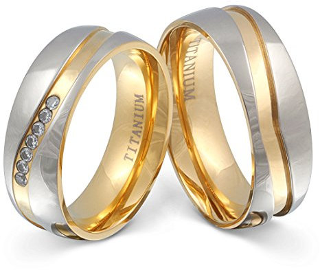Juwelier Schönschmied Titanringe Partnerringe Trauringe - inkl. WUNSCHGRAVUR - Titan Zirkonia 60-52 T11HD - mit AMAZON KONFIGURATOR direkt online gestalten !