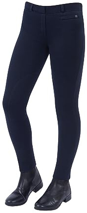 Dublin Navy 26in Mid Rise Pull On Jodhpurs with Self Fabric Knee Patch