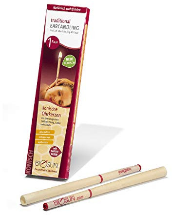 Konische BIOSUN traditional Ohrenkerzen 2 Stück (1 Paar) Honig Bienenwachs Ohrkerze mit Filter