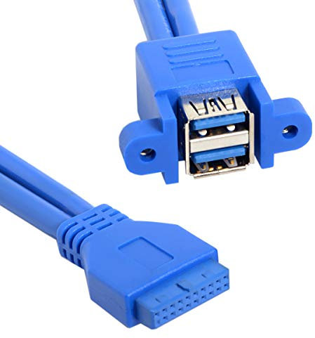 Cablecc - Cavo USB 3.0 impilabile per scheda madre, da USB 3.0 a 20 pin tipo pannello, doppia porta, 50 cm
