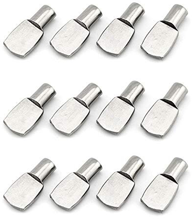 lasenersm Regalstifte mit Löffelform, 30 Stück, 7 mm x 9 mm, vernickelt, robust, für Schränke, Bücherregale, Schuhkartons, Regale