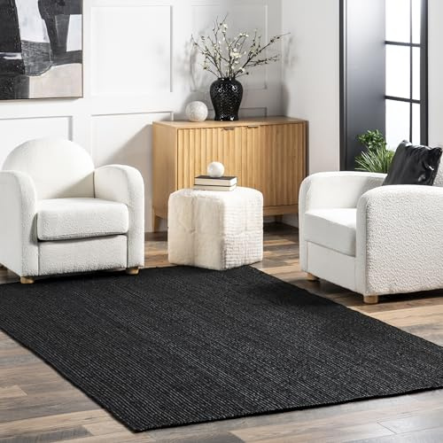 nuLOOM Rigo Black Solid Flatweave Area Rug, 5' x 8'