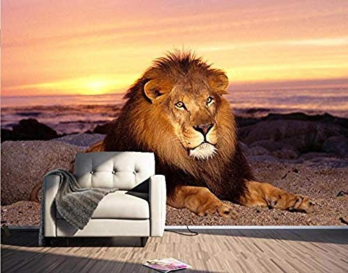 XHXI 3D papier peint Mural moderne 3D coucher de soleil Lions salon décoration peinture fond mur 3D papier peint Papier Peint 3D Salle de séjour Chambre à coucher Salle de séjour Mural-300cm×210cm