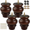 Tchosuz Lot de 4 Pieds de Meubles en Bois de 10 cm avec M8 Boulon, Modernes sculptés du Milieu du siècle pour canapé, Armoire, Chaise, Ottoman, Walnut