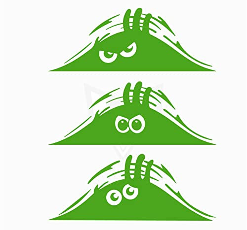 Artstickers 3 Stück Aufkleber, Monster, lustig, 19 x 7 cm, für Auto oder Motorrad (grün)
