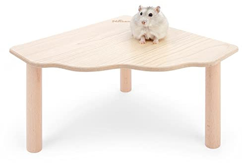 Niteangel Hamster Play Wooden Platform for Dwarf Syrian Hamsters Gerbils Mice Degus or Other Small Pets (Triangle - 4.7'' Height, Burlywood)