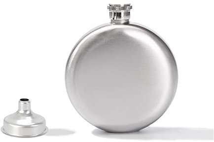 OHYER 5 oz Bouteille en Argent Flagon Classique Mini Flasque de Poche Portable Flacon de Hanche avec Entonnoir Flasque Alcool Hip Flask pour Conserver Whisky Vin en Camping Bars Fêtes Voyages