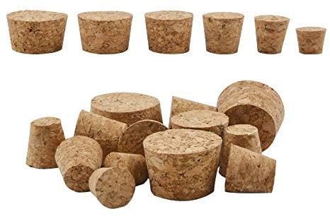 INCREWAY Lot de 40 bouchons à bouton en bois naturel conique en liège respectueux de l'environnement à tête plate pour vin, vieilles bouteilles et bocaux