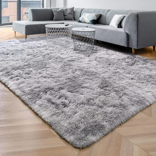 Cinknots Bereich Teppiche Fluffiger Teppich Modernes Wohnzimmer Schlafzimmer Baby Schlafsaal Weiche rutschfeste Große Indoor Shaggy Teppich Zimmer Home Dekor (Grau Weiß, 200x300cm)