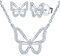 Yumilok Kette Damen Halskette Ohrringe Ohrstecker Collier 925 Sterling Silber Zirkonia Schmetterling für Frauen Mama Valentinstag