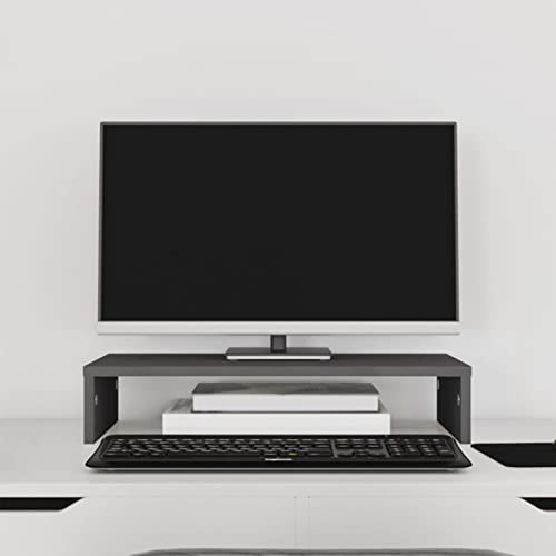 CIADAZ Monitorständer, Monitor Erhöhung, Schreibtischaufsatz, Monitor Erhöhung Schreibtisch, Bildschirm Erhöhung, Schreibtisch Regalaufsatz, Grau 50x27x10 cm Massivholz Kiefer