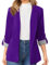 L9WEI Blazer business élégant à revers pour femme - Couleur unie - Manches longues, lilas, M