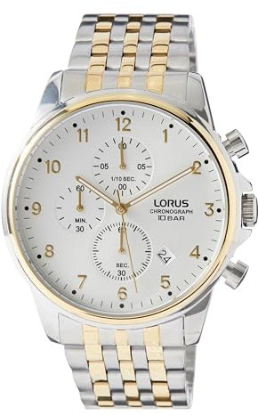 Lorus Herren Uhr Chronograph Analog Edelstahl mit Metallband RM338JX9