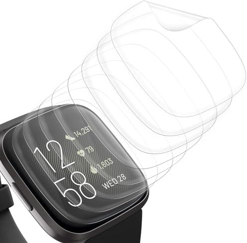 Tuocal 8 Pack Screen Protector Compatible with Fitbit Versa 2 Screen Protector Soft TPU Support Fingerprint Sensor Anti Bubble Scratch Resist Cover for Fitbit Versa 2 Smartwatch