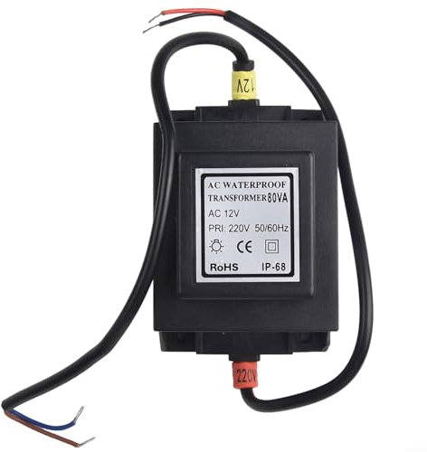 HEIBTENY LED-Transformator,Wasserdichte IP68-Transformatoren,LED Trafo 12V Volt Netzteil AC/AC, Outdoor Netzteil Trafo(80W)